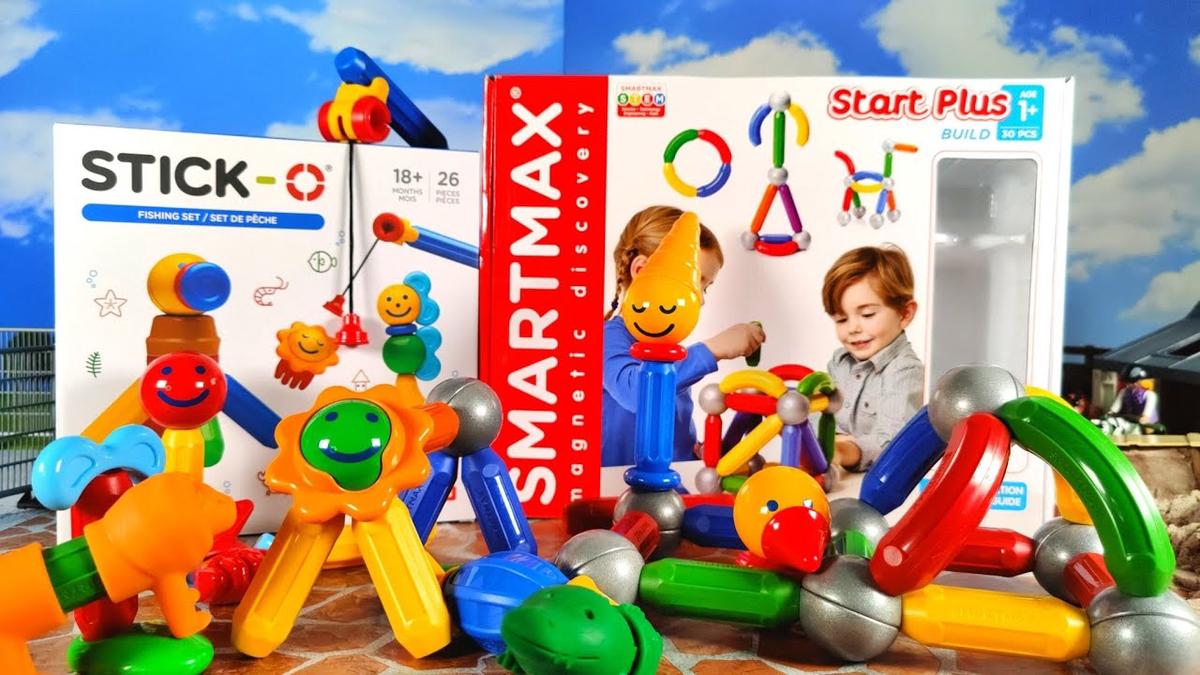 'Video thumbnail for Smartmax VS Stick-O: Start Plus & Safari Animals magnetic building toys'