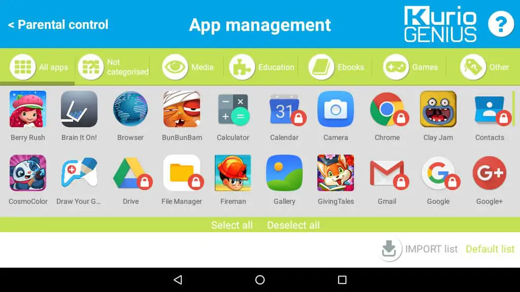 Application Kurio Genius adaptée aux enfants