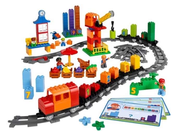 Grandes accesorios de bloques de construcción compatibles con Duplos tren de pista carteles de tráfico carriles de remolque carriles de ferrocarril juguetes para niños HON 