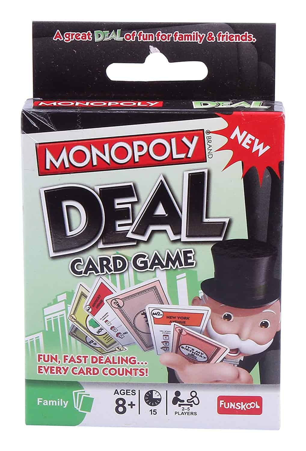 Monopoly deal kaartspel voor in het vliegtuig