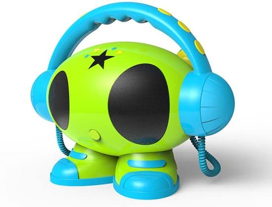 Robot de Karaoke Bigben con 2 micrófonos - Conexión USB y grabación de voz - Verde