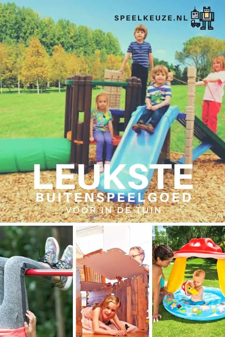 4 Arten von Outdoor-Spielzeug für den Garten in einer Collage