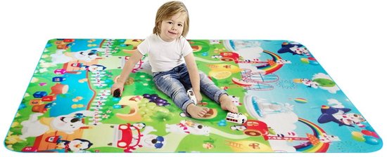 Großer XL Playmat Bodenteppich - Großer Baby- und Kleinkindteppich - Tierteppich Jungen & Mädchen - Innen & Außen