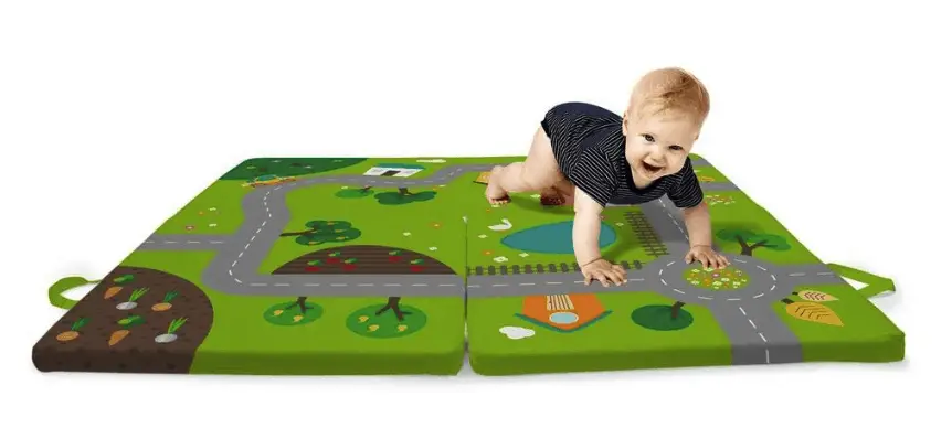 Haus der Kinder Verkehr Teppich Dorf 100 x 100 x 4 cm grün