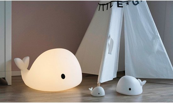 Dimmable night lamp in the shape of a whale