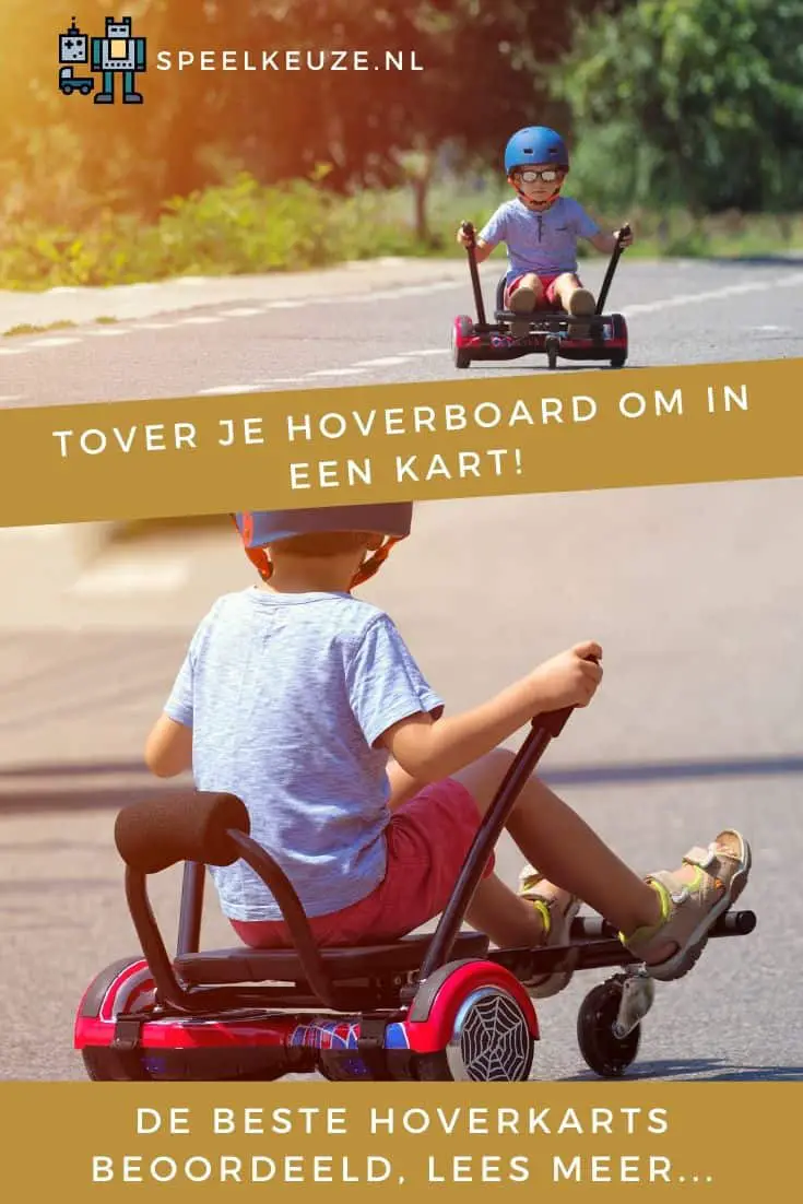 El niño está jugando afuera en un hoverkart