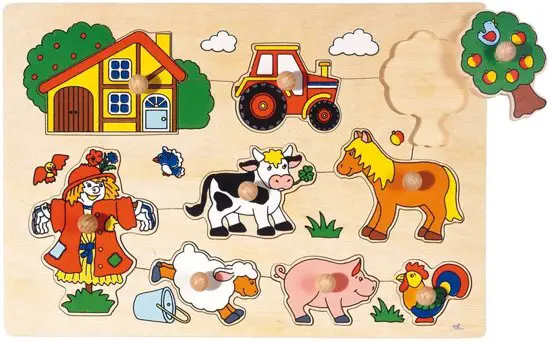 Goki 9-piece wooden puzzle farm