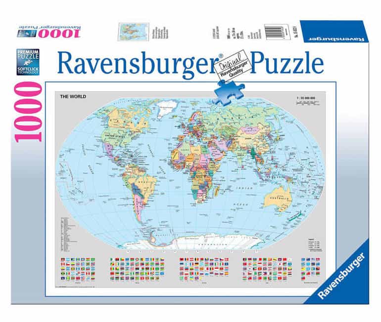 Ravensburger staatkundige wereldkaart legpuzzel 1000 stukjes