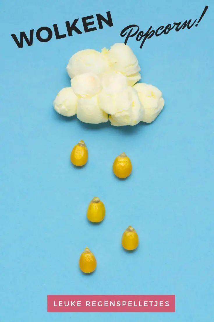 Nube de palomitas de maíz con gotas de lluvia de grano de maíz