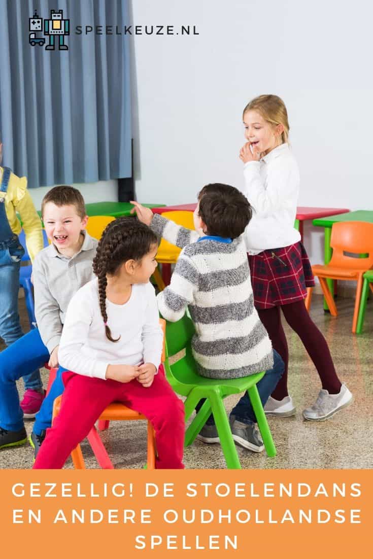 Group of children play musical chairs