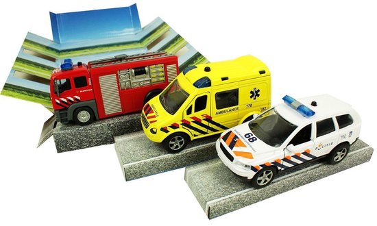 Los mejores servicios de emergencia para autos de juguete: Ambulancia policial y departamento de bomberos de 2 juegos