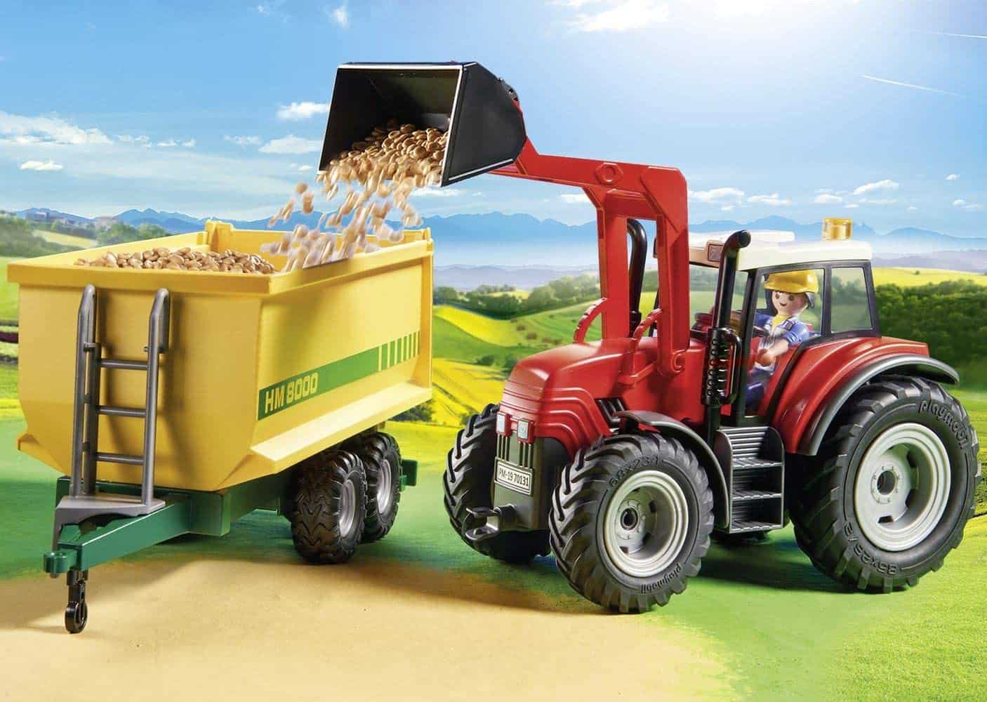 Mejor tractor de interior de juguete: Playmobil Country Tractor con remolque 70131