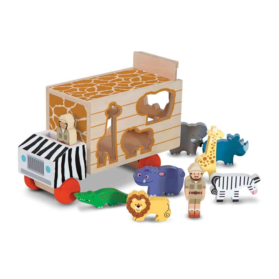 Best shape sorting truck: Wooden safari bus