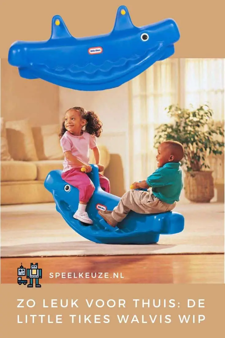 2 kinderen op de Little Tikes walvis wip