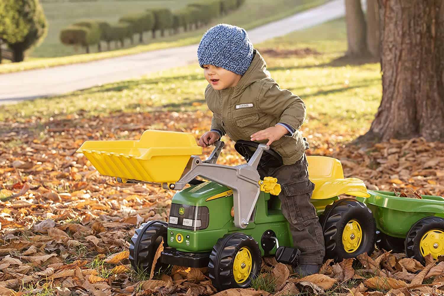 Overall best toy pedal tractor for toddlers: Rolly Toys rollyKid John Deere with trailer
