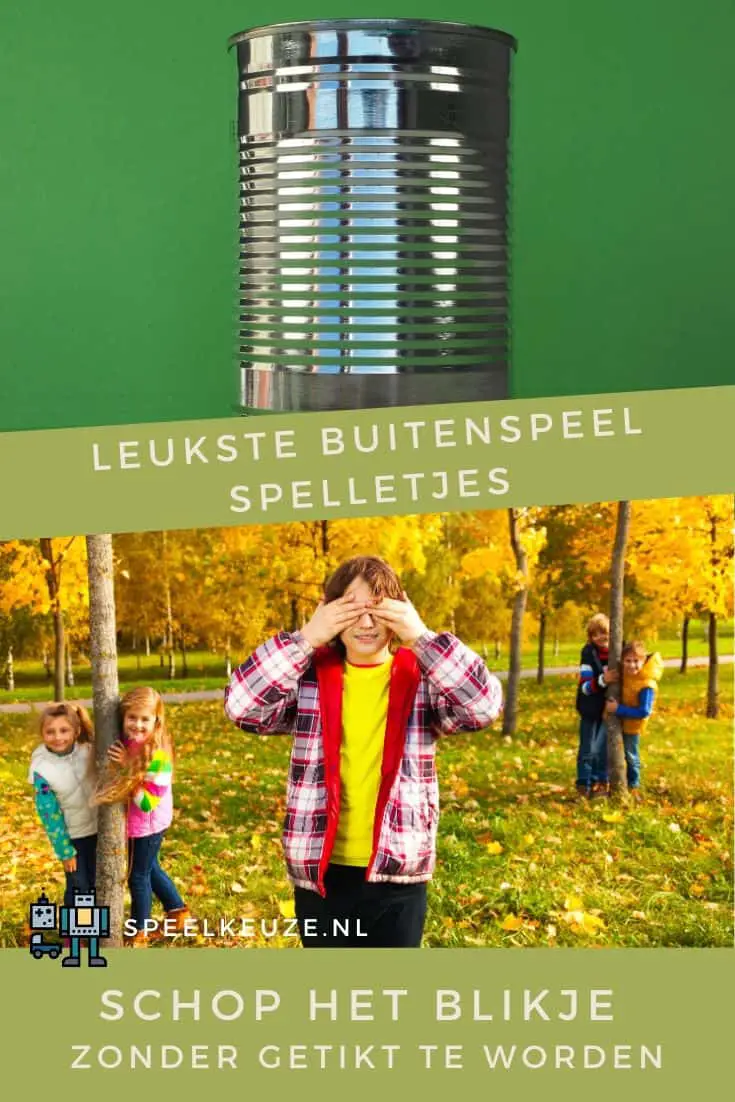 Kinderen spelen schop het blikje buiten