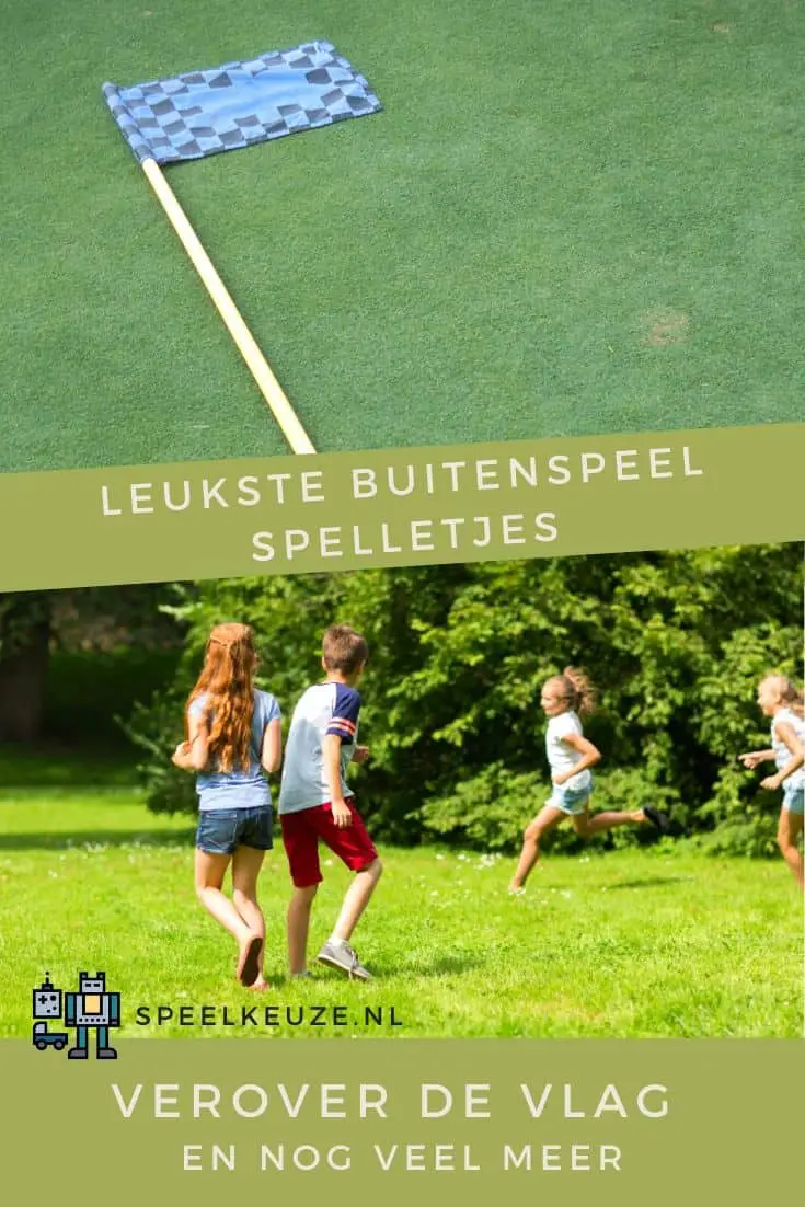 Groep kinderen speelt buiten verover de vlag