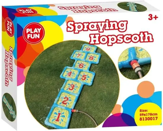 Water hopscotch mat for outside in the garden