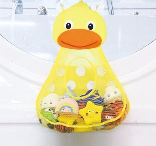 Handy toy storage bag: Baby Shower suction cup