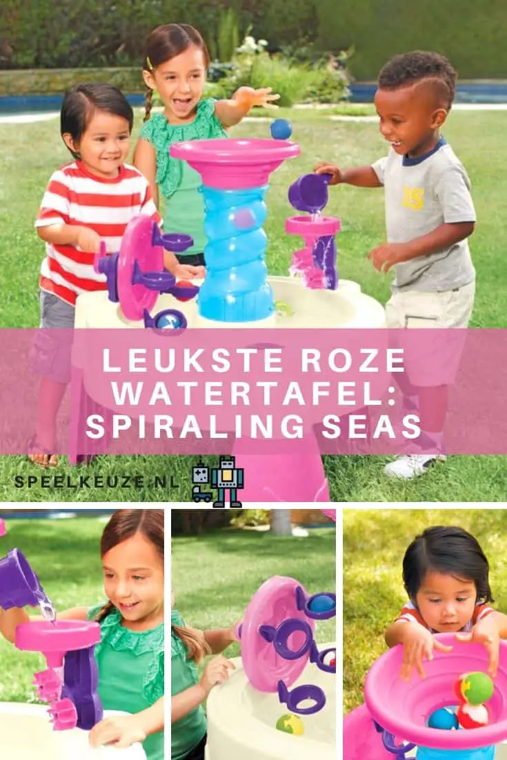3 niños muestran todas las partes de los mares en espiral mesa freática rosa