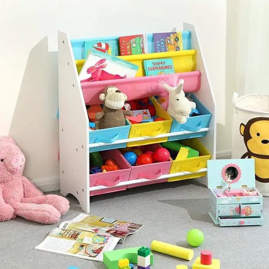 El mejor gabinete de juguete barato: gabinete de almacenamiento Decopatent y estantería en 1
