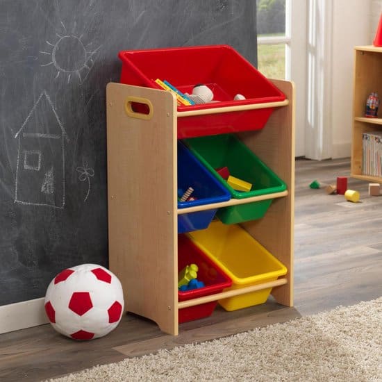 Meilleure armoire à jouets avec compartiments pour bacs: Meubles de rangement pour jouets KidKraft avec bacs de rangement inclinés