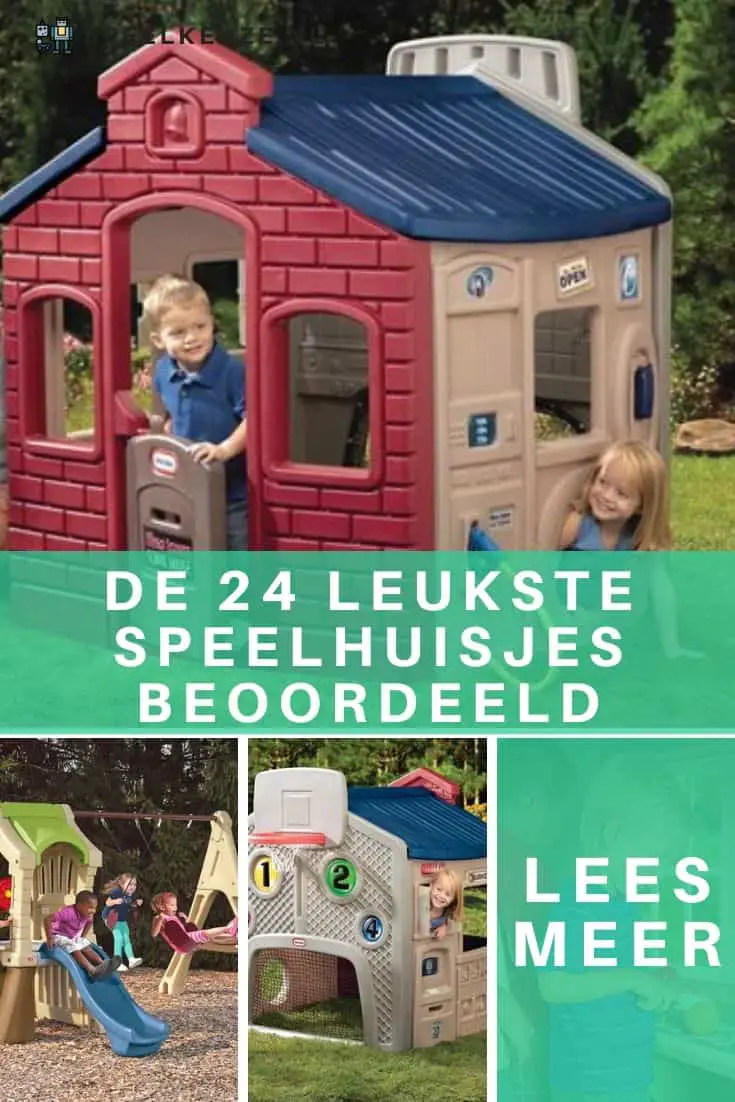 Foto collage van 4 soorten speelhuisjes voor kinderen