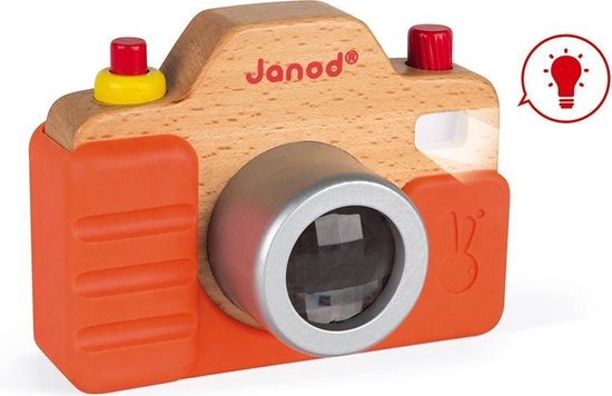 Los juguetes para bebés más lindos con botones: cámara Janod con sonido