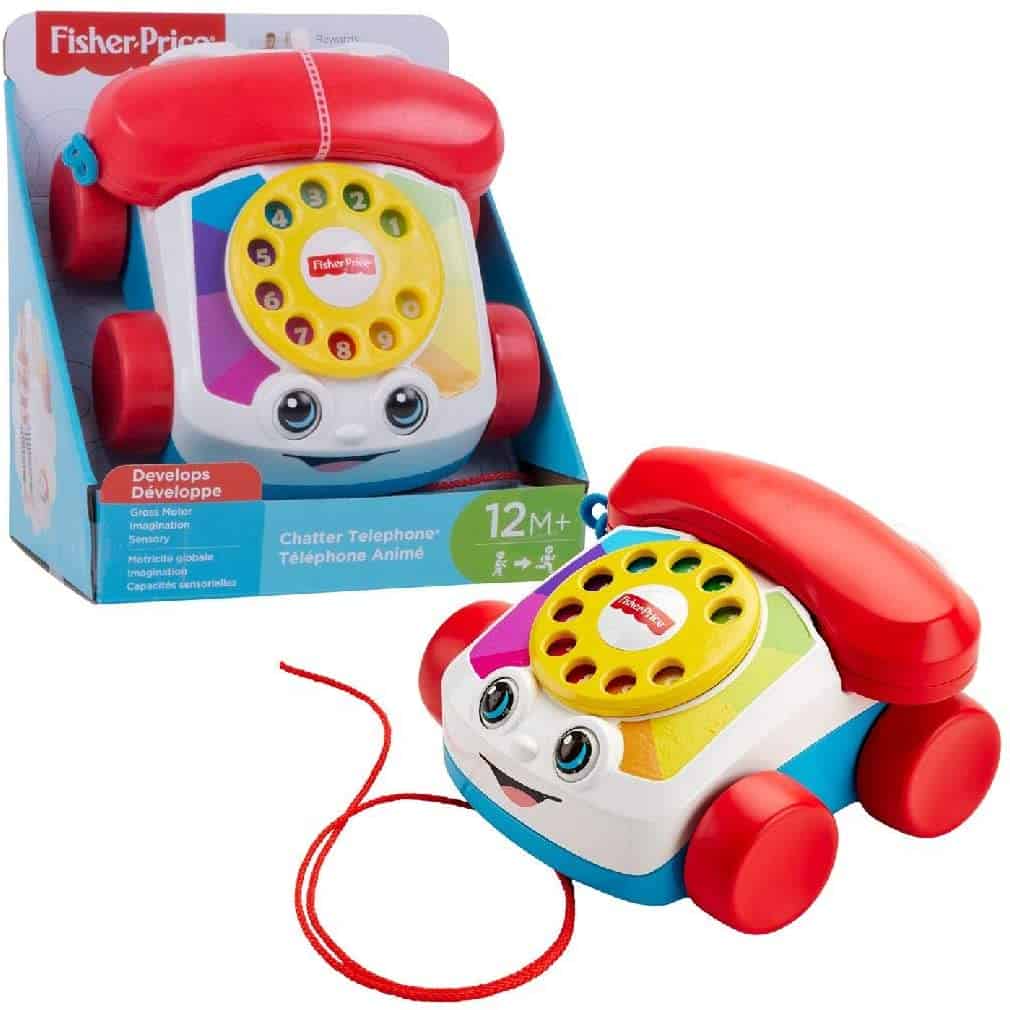El mejor teléfono de juguete con cable: Fisher-Price Toddler Telephone with Pull Rope