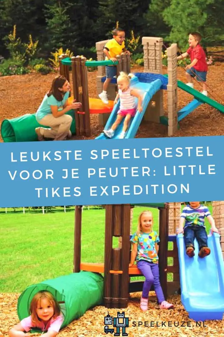 Photo of children in the garden on the Little Tikes Expedition Climber playset