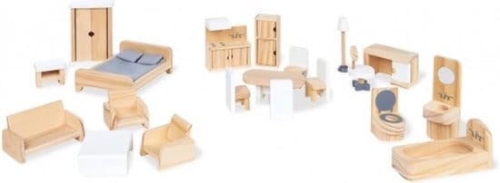Mejor juego de muebles para casa de muñecas: Pinolino de 20 piezas