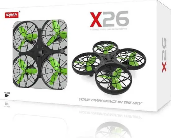 Grundlegendste Drohne (keine Kamera, 5 Minuten Flugzeit): Syma X26