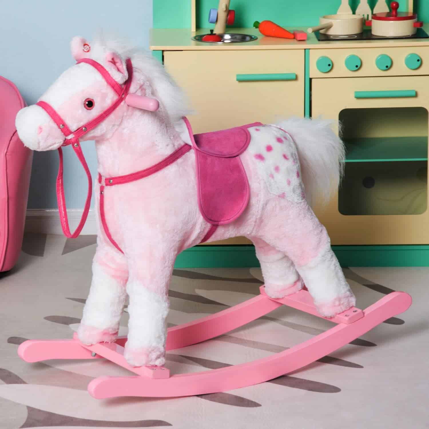 Pink Princess Rocking Horse-Homcom Qaba