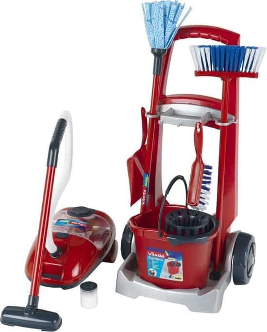 Dear Theo Small toys Vileda: Chariot de nettoyage et aspirateur jouet