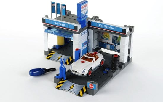 Estimado garaje de estacionamiento de juguetes de Theo Klein: Bosch Autogarage con lavado de autos