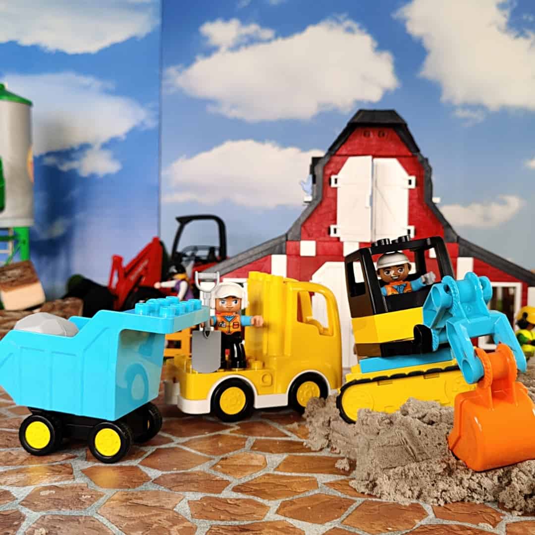 Lego Duplo construction set with excavator