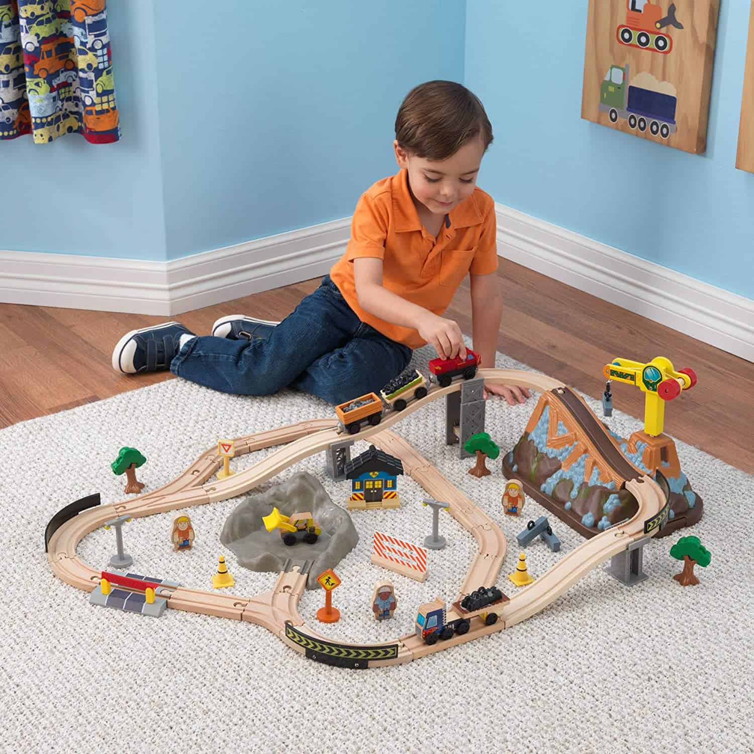 Best Wooden Toy Construction Site- KidKraft Train Track Set