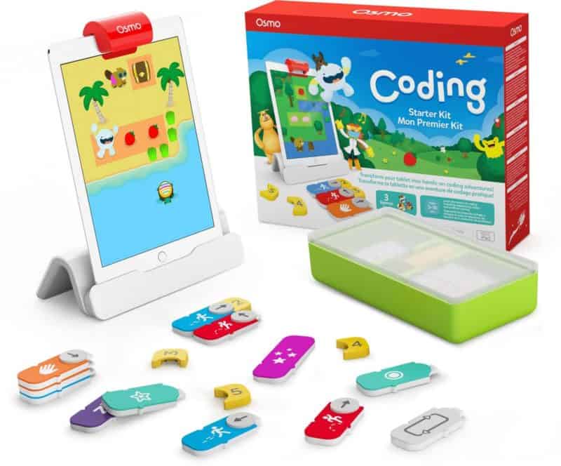 Osmo - Kit de inicio de codificación para iPad Plus Funda de almacenamiento grande - 3 juegos educativos de aprendizaje - Edades 5-10 + - Aprende a codificar, conceptos básicos de codificación y rompecabezas de codificación - Incluye base para iPad de juguete STEM