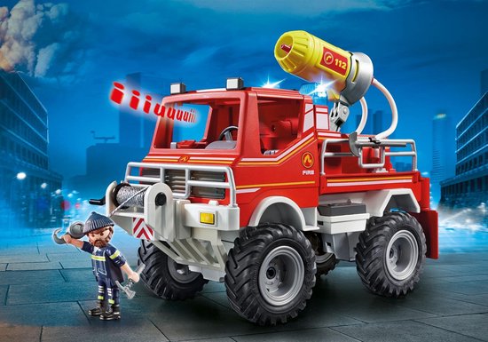 Beste brandweerwagen voor kleuter vanaf 5 jaar- Playmobil City Action Brandweerterreinwagen in actie