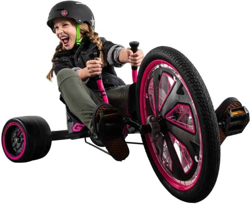 El mejor triciclo de deriva de doble palo con niña: Huffy Green Machine