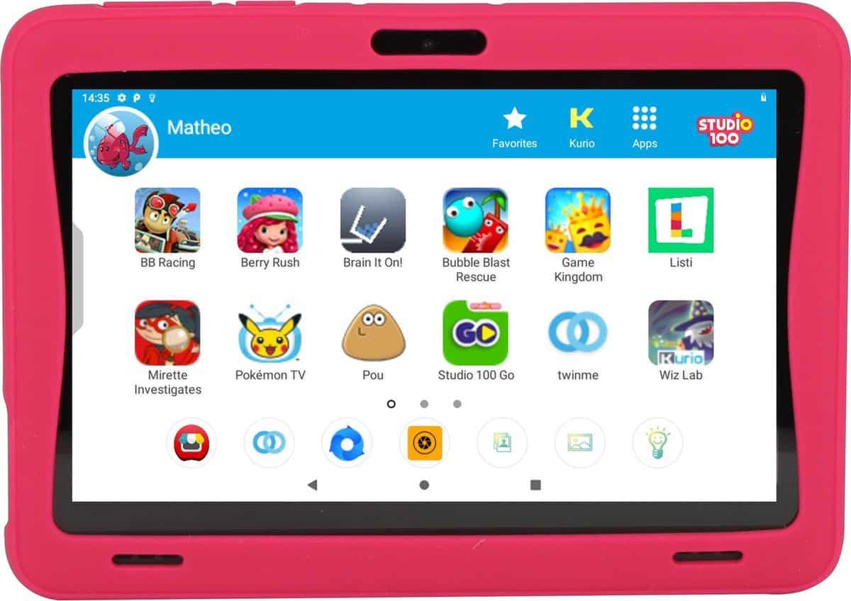 Kurio Tab Ultra Studio 100 - 16GB - Rosa - Tablet Safe Kids - Controles parentales - Parachoques protector