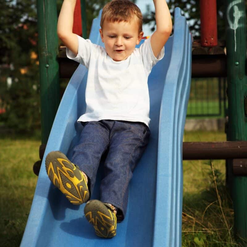 From when can your child go down a slide?
