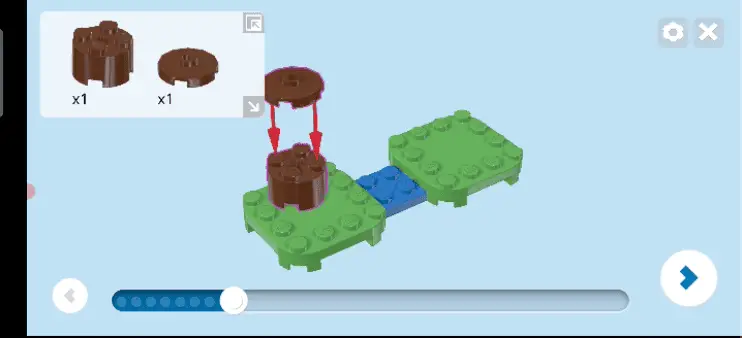 Ejemplo de construcción para el encendido de abeja en la aplicación LEGO Mario