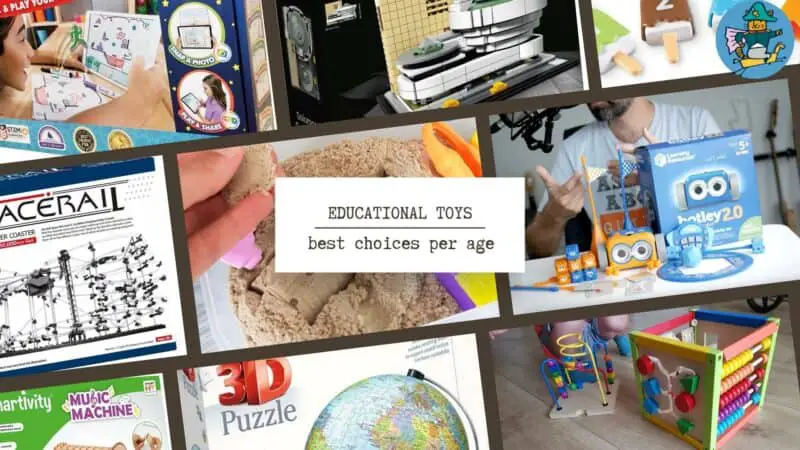 Collage with the best educational toys for different ages